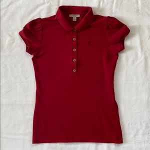 Burberry Brit Check Trim Polo, Size XS - Red